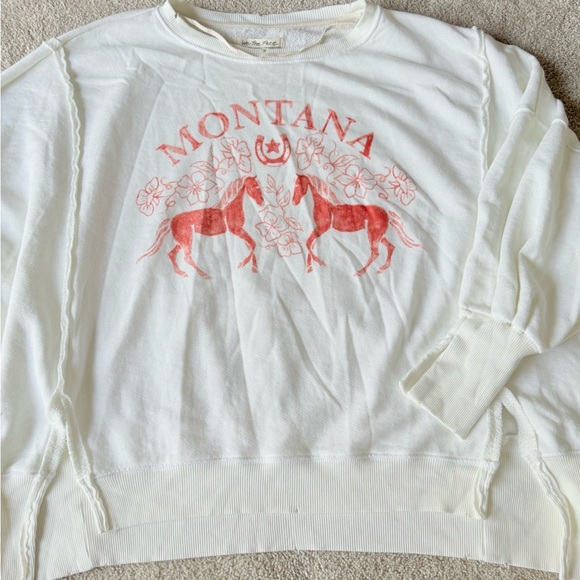 Free People Montana Graphic Camden Oversized Sweatshirt Size Small - Picture 6 of 14